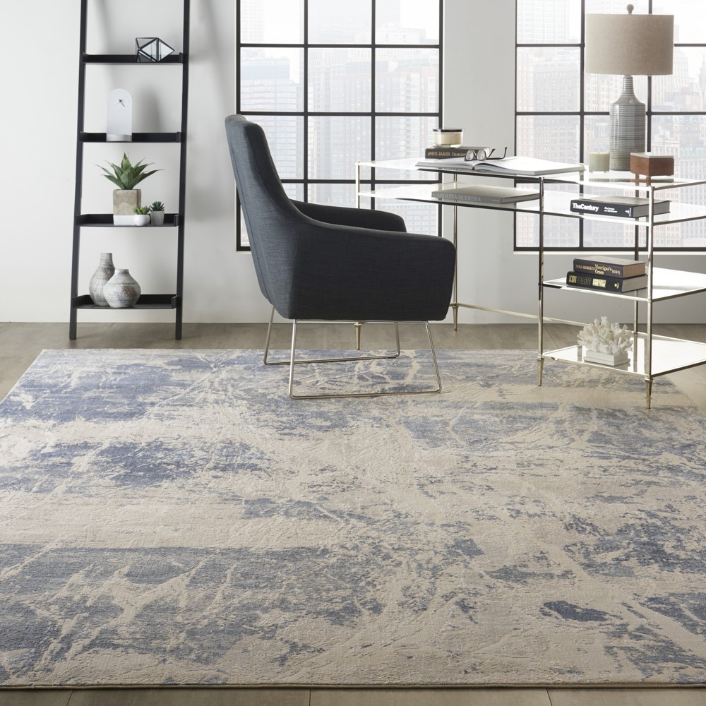 Silky Textures Rugs SLY02 by Nourison in Blue Cream